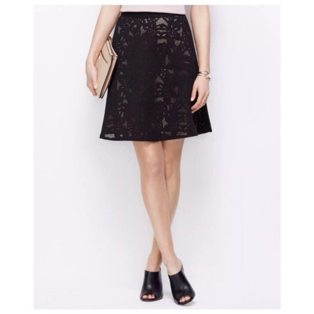Ann Taylor | Black Lace A Line Skirt